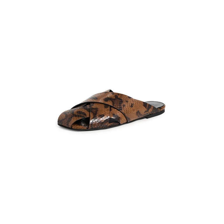 Proenza Schouler Slant Cross Slides In Embossed Python Ochre Multi 38