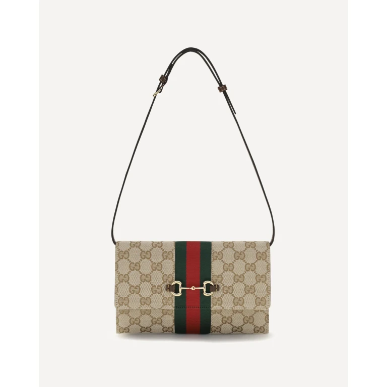 GUCCI Horsebit Web Wallet with shoulder strap Female UNI