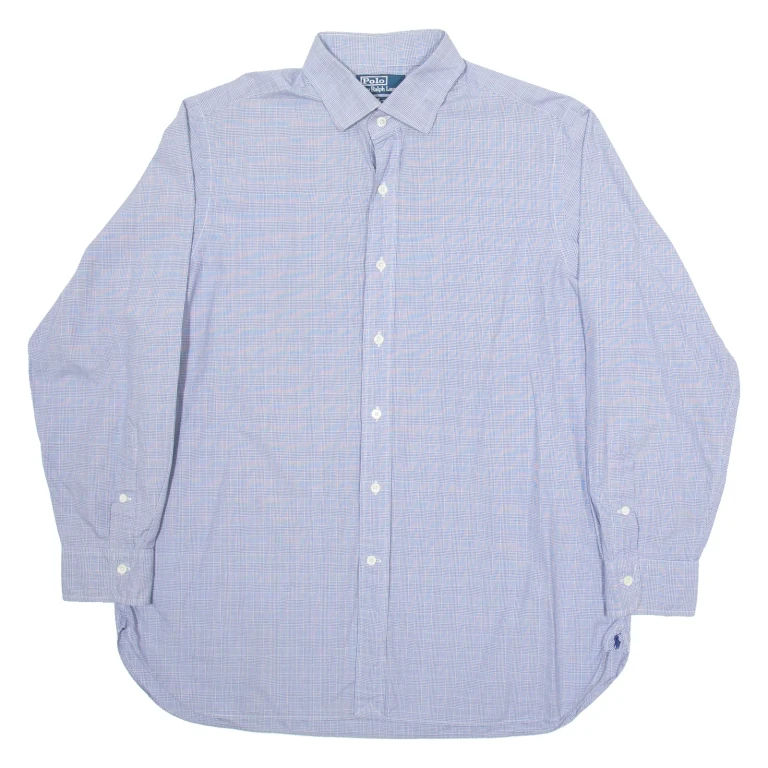 POLO RALPH LAUREN Mens Shirt Blue Check Long Sleeve L