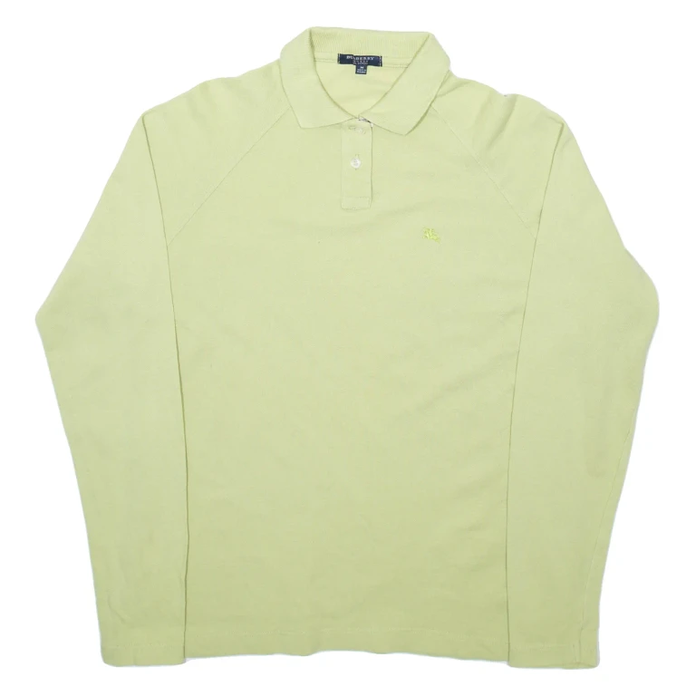 BURBERRY Womens Polo Shirt Green Long Sleeve M