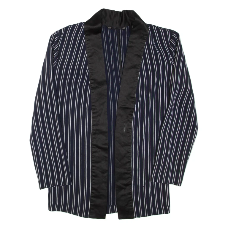 ZARA Womens Kimono Top Blue Long Sleeve Striped S