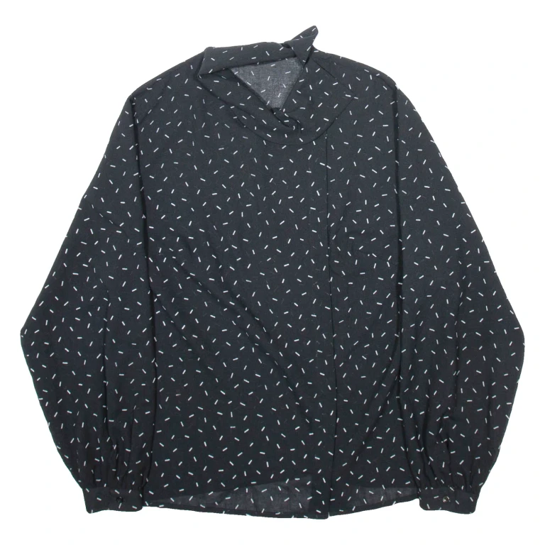 MADRISA Womens Shirt Black Collared Long Sleeve Viscose M