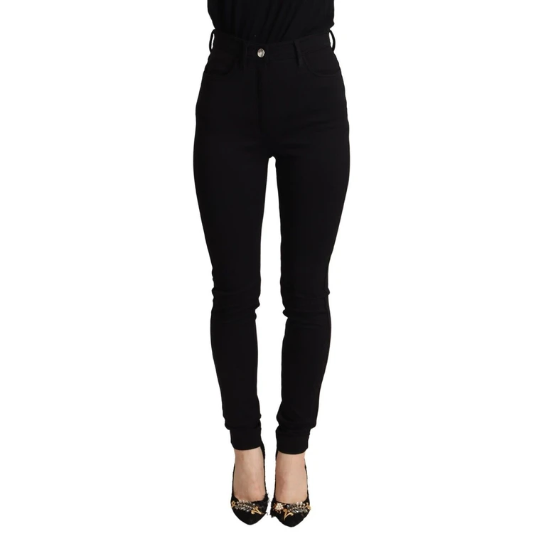 Dolce & Gabbana Black High Waist Skinny Slim Fit Pants Nylon Elastane - Women