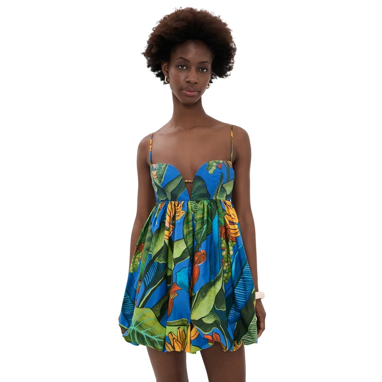 FARM Rio Banana Grapes Blue Sleeveless Mini Dress Banana Grapes Blue M