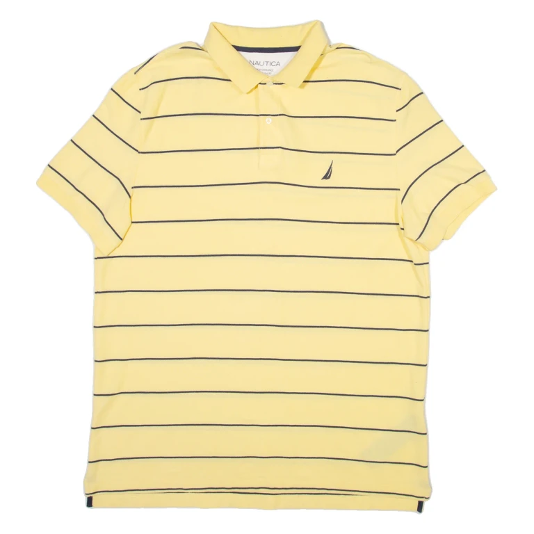 NAUTICA Mens Polo Shirt Yellow Striped 2XL