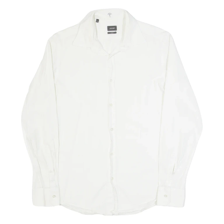 JOOP! Slim Fit Mens Shirt White Striped Long Sleeve M