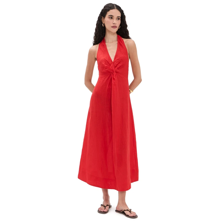 Apiece Apart Salome Halter Maxi Dress Red 2