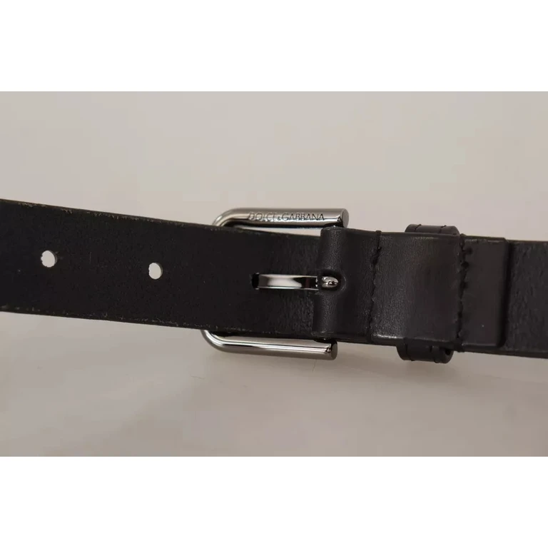 Dolce & Gabbana Black Calf Leather Classic Metal Logo Buckle Belt - Men