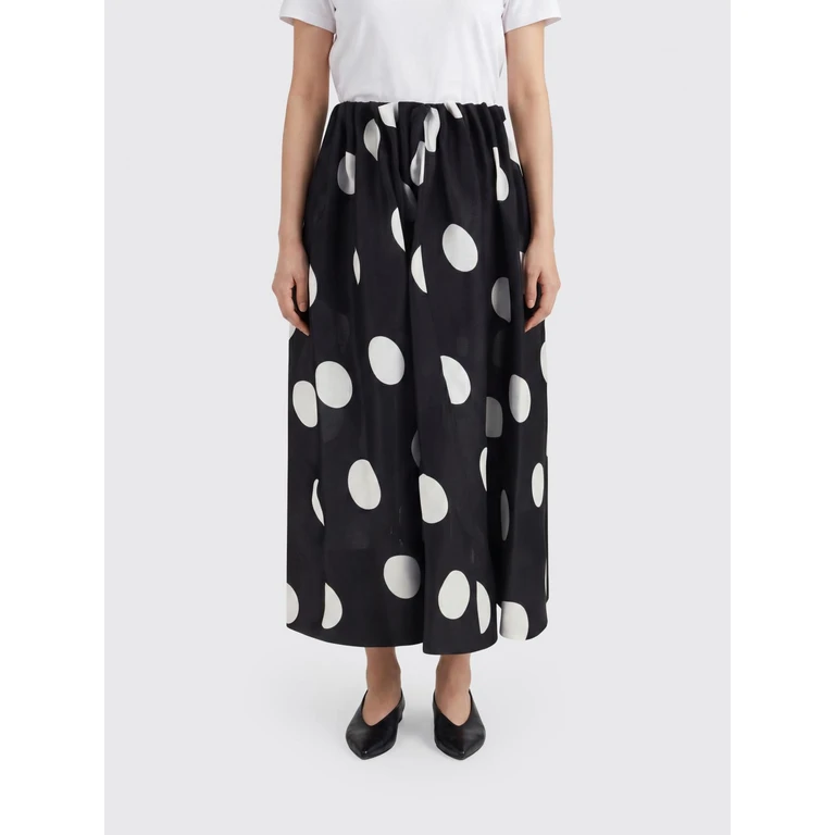 Polka-Dot Silk A-Line Midi Skirt with Elasticated Waist (41823020661)