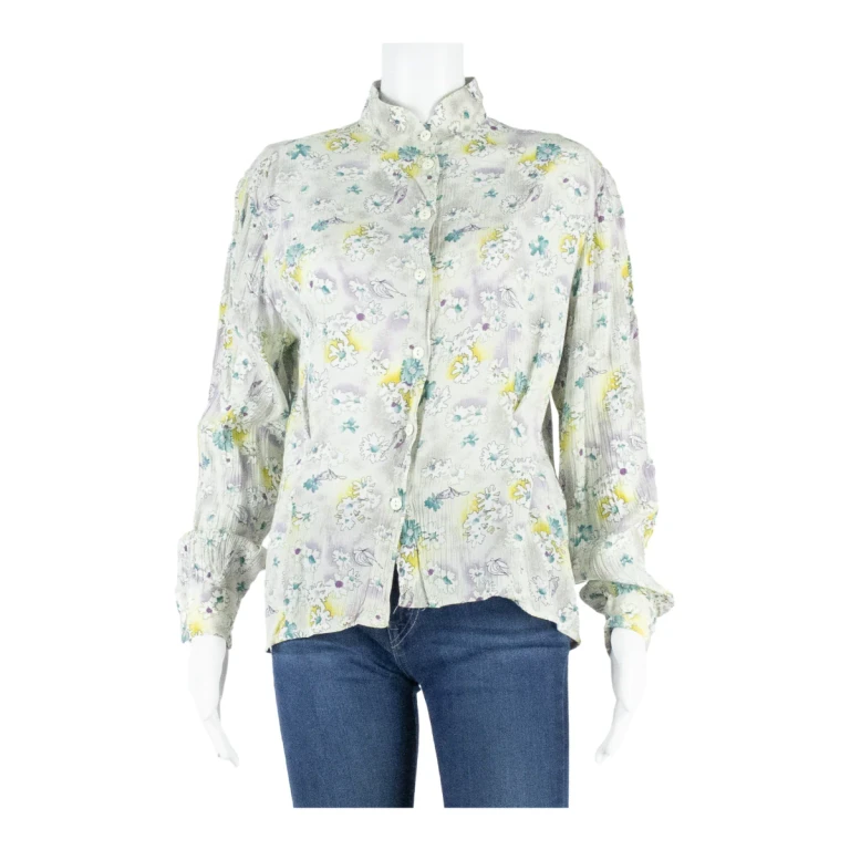 JULIETTA Womens Printed Blouse Purple Long Sleeve Floral M