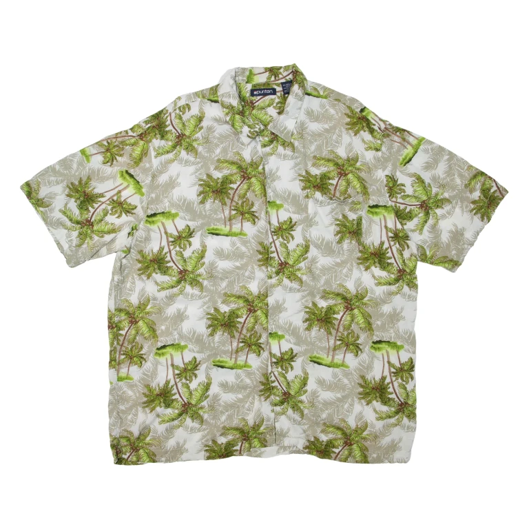 PURITAN Mens Hawaiian Shirt Grey Floral XL