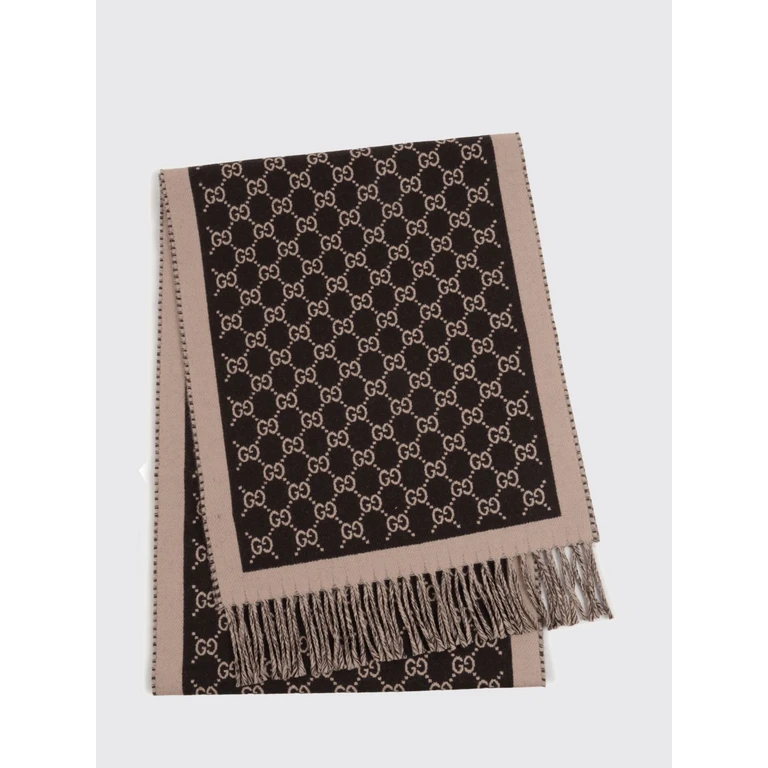 Wool Scarf with GG Jacquard Monogram Pattern and Fringed Hem (8355343G2002172)