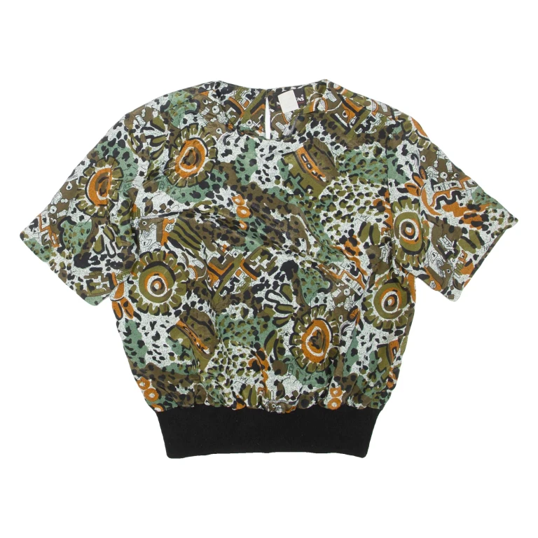 NOTATIONS Womens Printed Top Green Crazy Pattern M