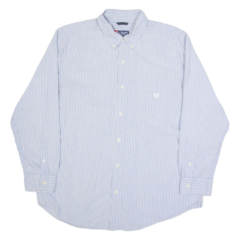 CHAPS Mens Shirt Blue Striped Long Sleeve XL