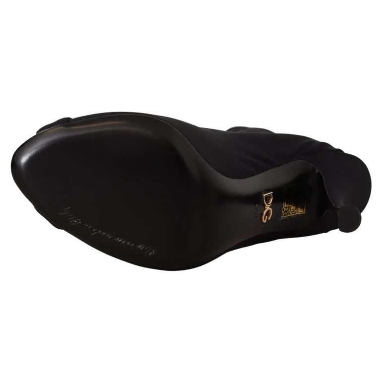 Dolce & Gabbana Black Stretch Short Ankle Boots Shoes Elastane - Women