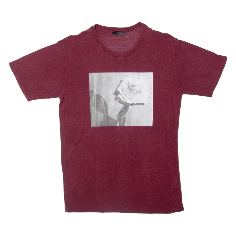 DIESEL Rose Womens T-Shirt Maroon S