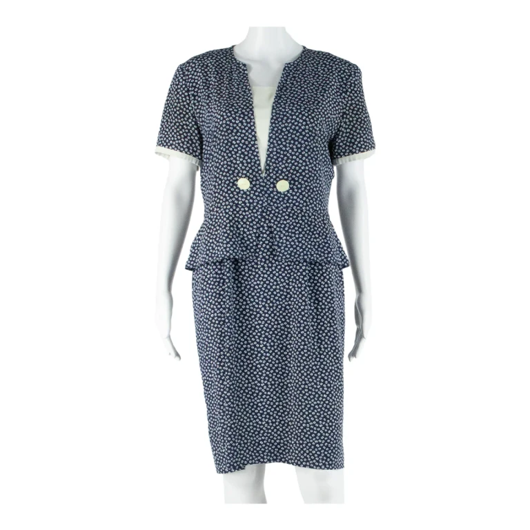 JEAN BAILEY Womens Pencil Dress Blue Spotted Short Sleeve Knee Length S
