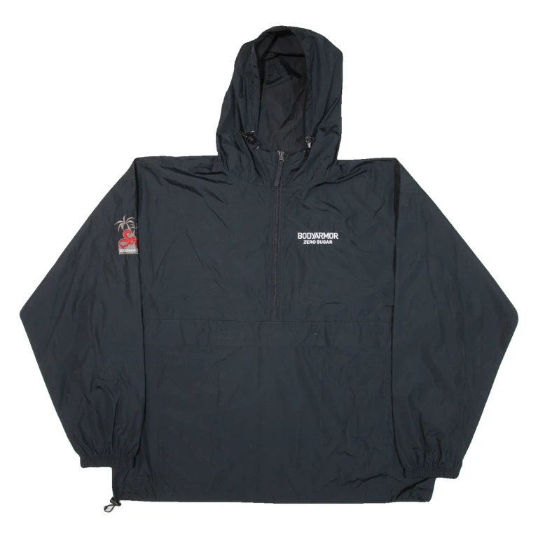 CHAMPION Lightweight Mens Anorak Jacket Black Hooded 2XL