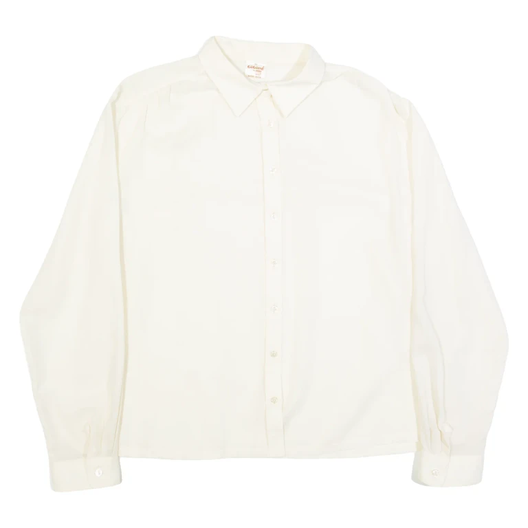 GIGINE Womens Shirt Cream Collared Long Sleeve L