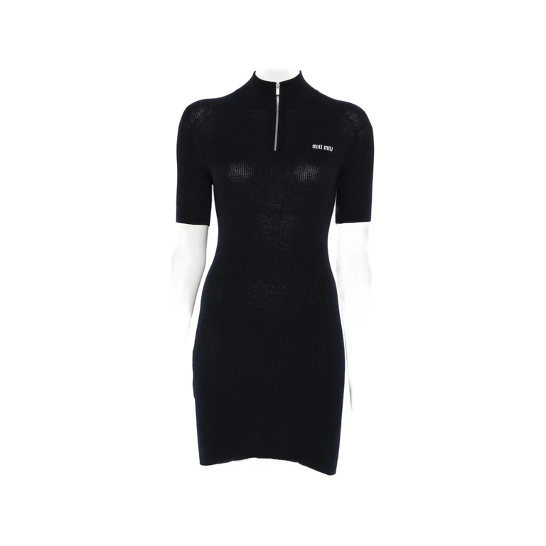 Ribbed-knit Logo-embroidered Mini Dress