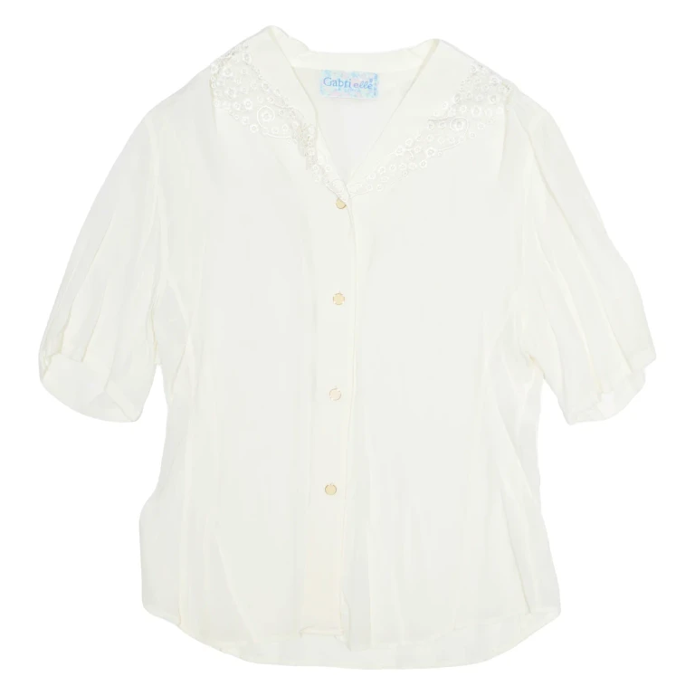 GABRIELLE Womens Blouse Cream V-Neck M