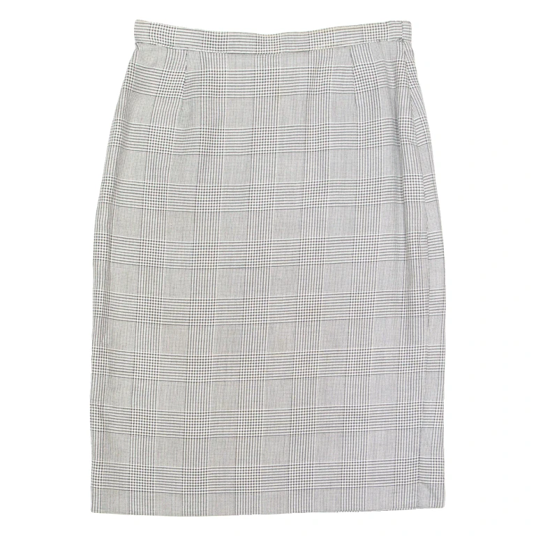 MAURICE DAQUIN Womens Pencil Skirt Black Knee Length Wool 90s Check M