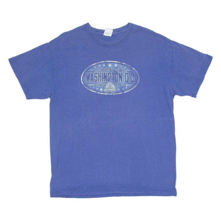 GILDAN Washington DC Mens T-Shirt Blue Crew Neck L