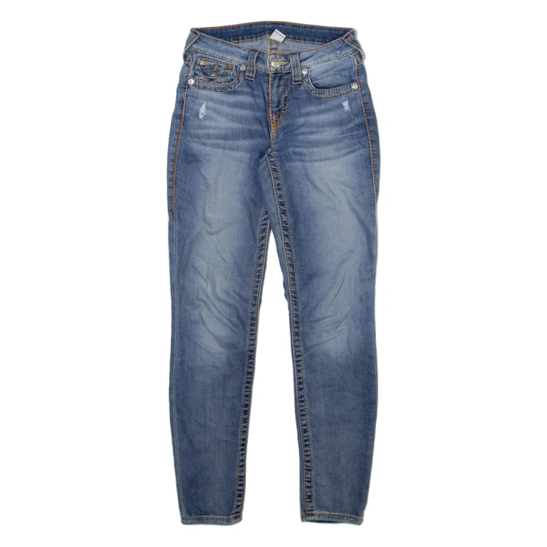TRUE RELIGION Womens Jeans Blue Slim Tapered Stone Wash W26 L30