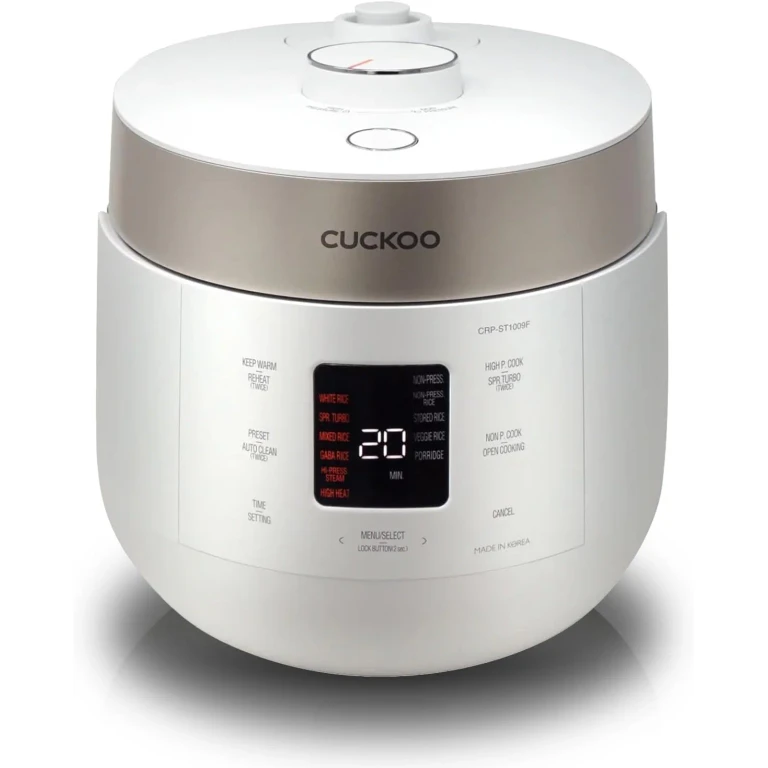 CRP-ST1009FW 10-Cup Twin Pressure Rice Cooker & Warmer with Nonstick Inner Pot, 16 Menu Options, 3 Voice Guide, Auto Clean (White)