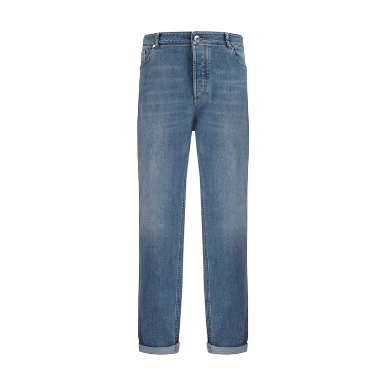 Brunello Cucinelli Blue Cotton Straight-Leg Jeans Clothing - Men
