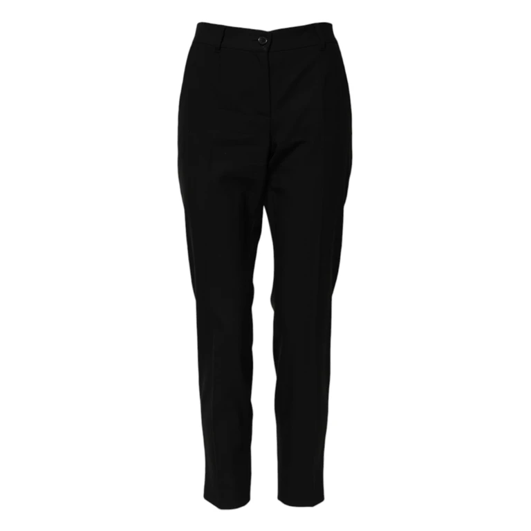 Dolce & Gabbana Black Wool High Waist Tapered Pants Virgin Elastane - Women