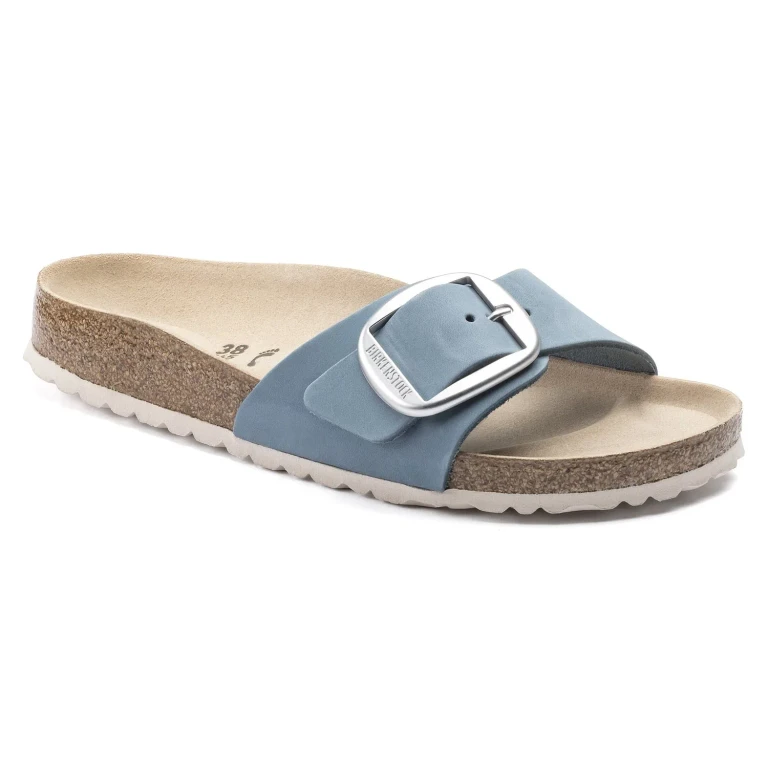 Madrid Big Buckle Nubuk Leather Dove Blue