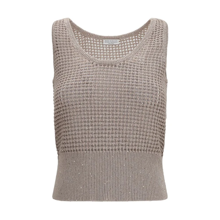 Brunello Cucinelli Beige Cotton Tank Tops - Women