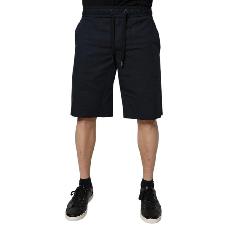 Dolce & Gabbana Dark Blue Cotton Bermuda Sweatshorts Shorts Elastane - Men