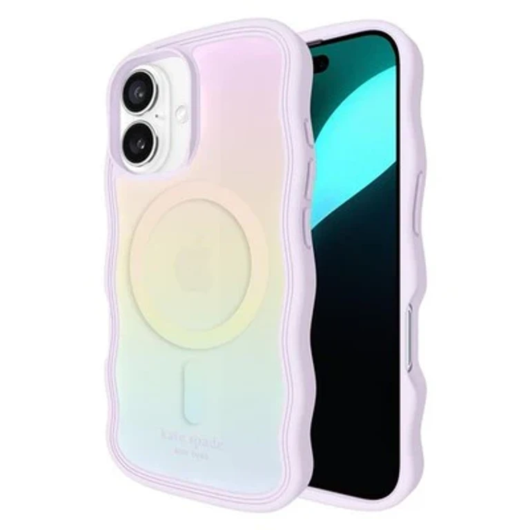 NEW YORK IPHONE 16 CASE - COMPATIBLE WITH MAGSAFE - DESIGNER PHONE CASE - WAVY OPAL IRIDESCENT