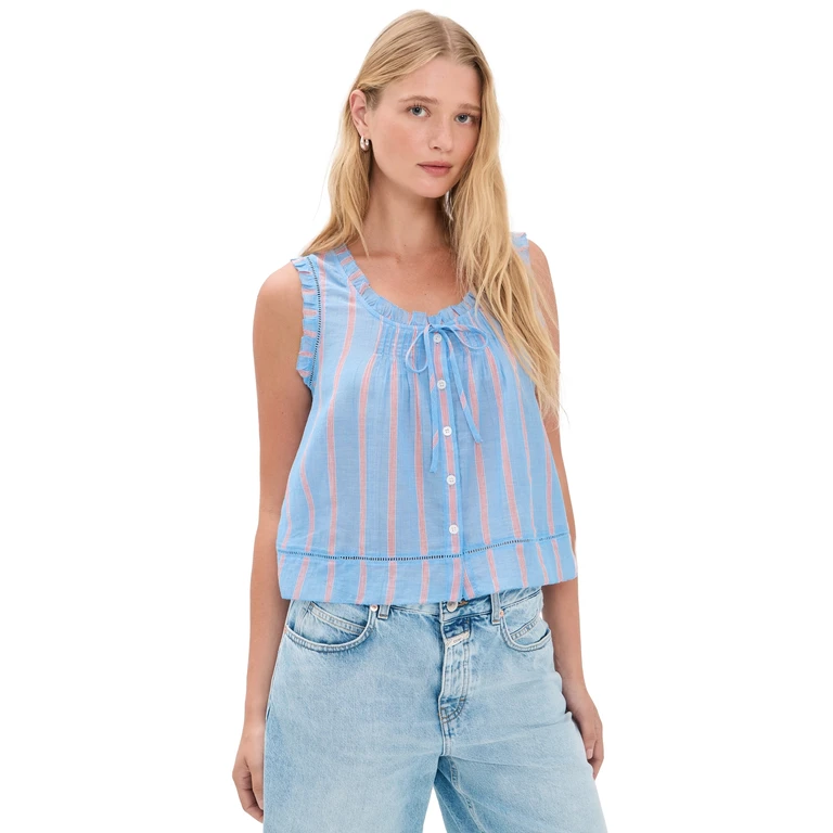 Madewell Leah Top Stripe Calm Blue L