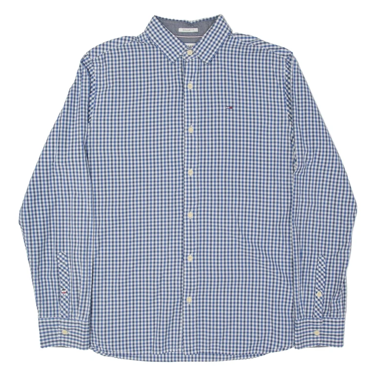 TOMMY HILFIGER Mens Shirt Blue Check Long Sleeve M (XX3-111024-11113)