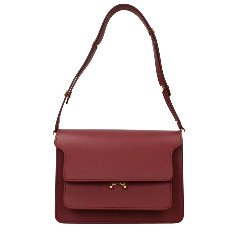Red Leather Shoulder Bag - Women