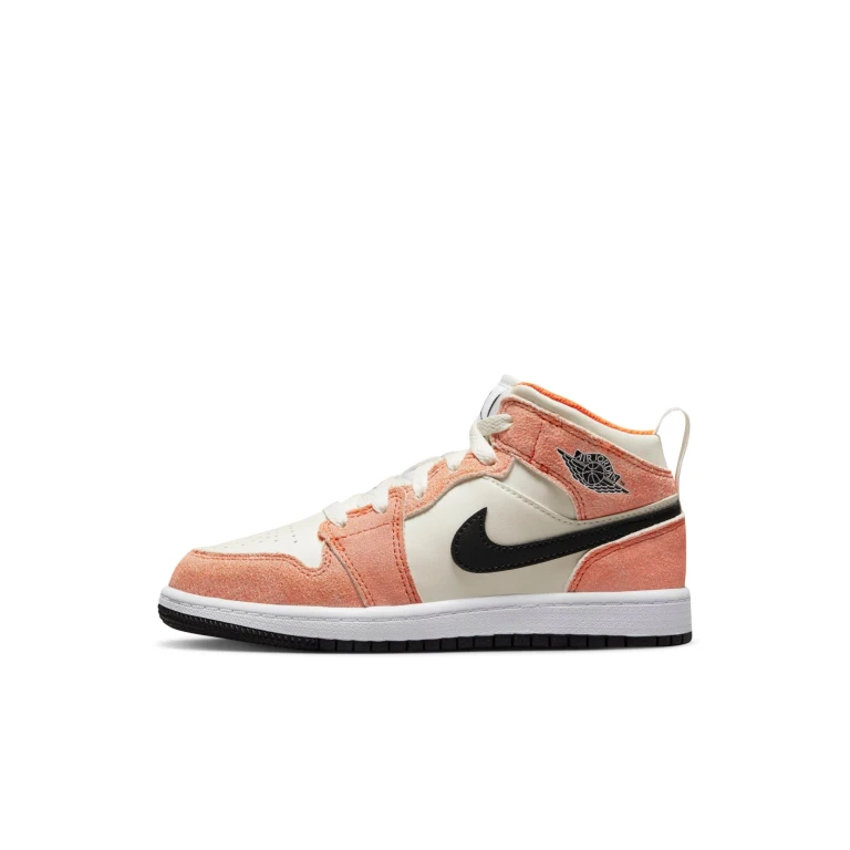 Preschool Retro 1 Mid Se 'Orange Suede Ps' Sneakers