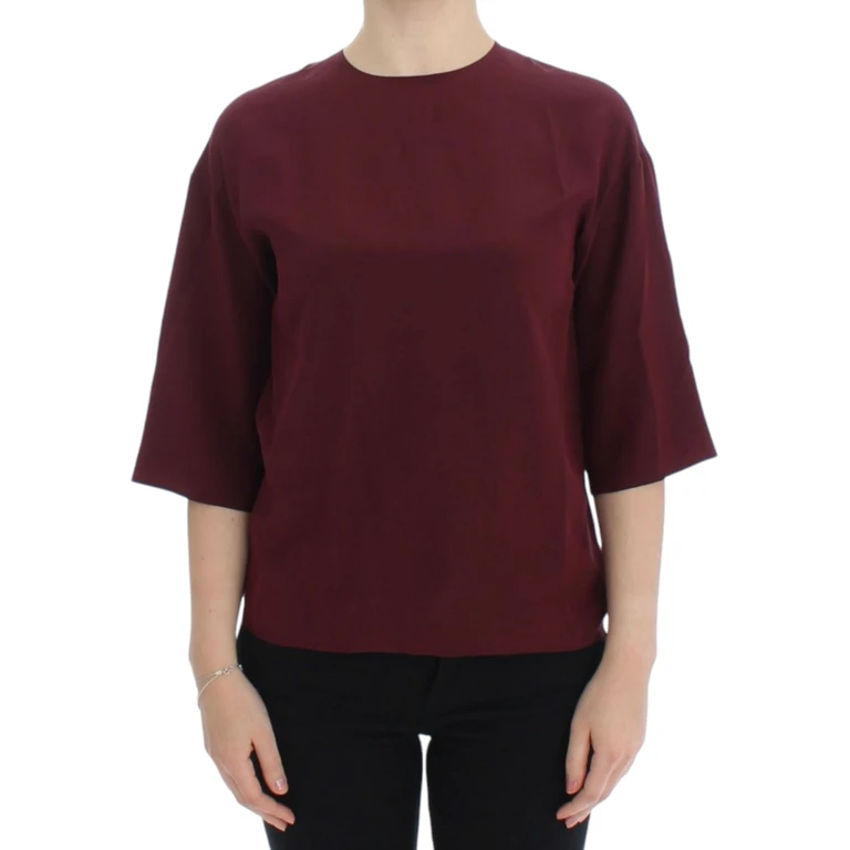 Dolce & Gabbana Red 3-4 Sleeve Silk Blouse - Women