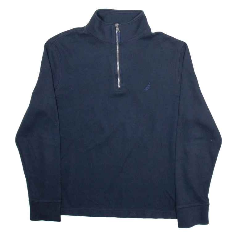 NAUTICA Mens Jumper Grey 1/4 Zip Tight Knit M