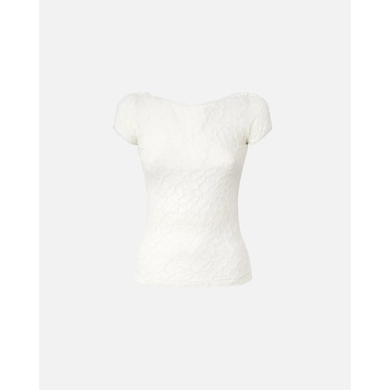 Pinko - T-shirt ajusté à manches courtes en dentelle - XS