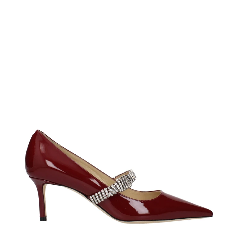 Red Leather High Heel Pumps - Women