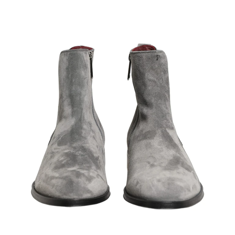Dolce & Gabbana Gray Suede Leather Chelsea Boots Shoes - Men