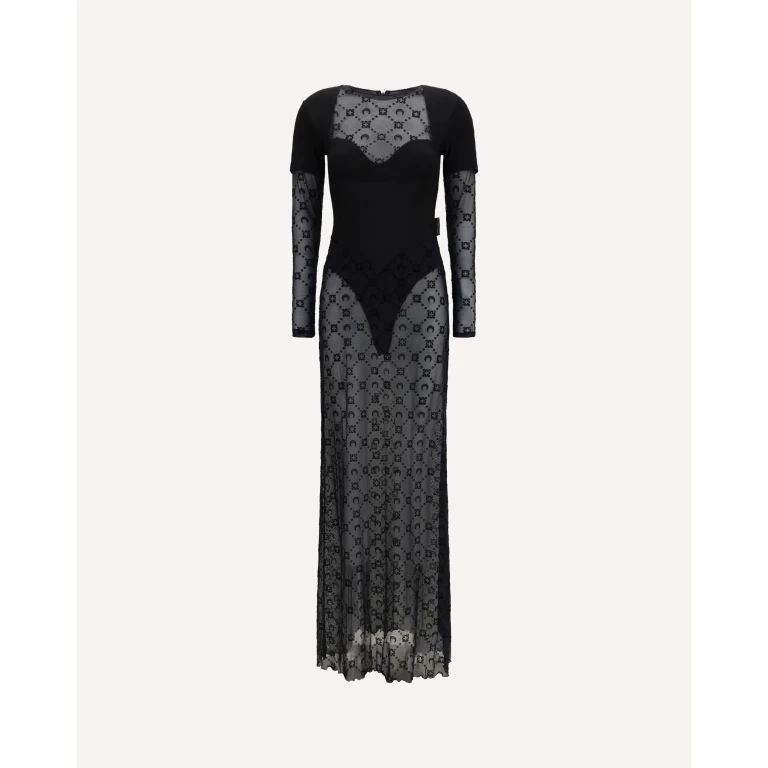 MARINE SERRE Layered long Dress in jersey and mesh Female S