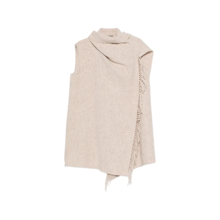 Fringe-trim Sleeveless Jacket
