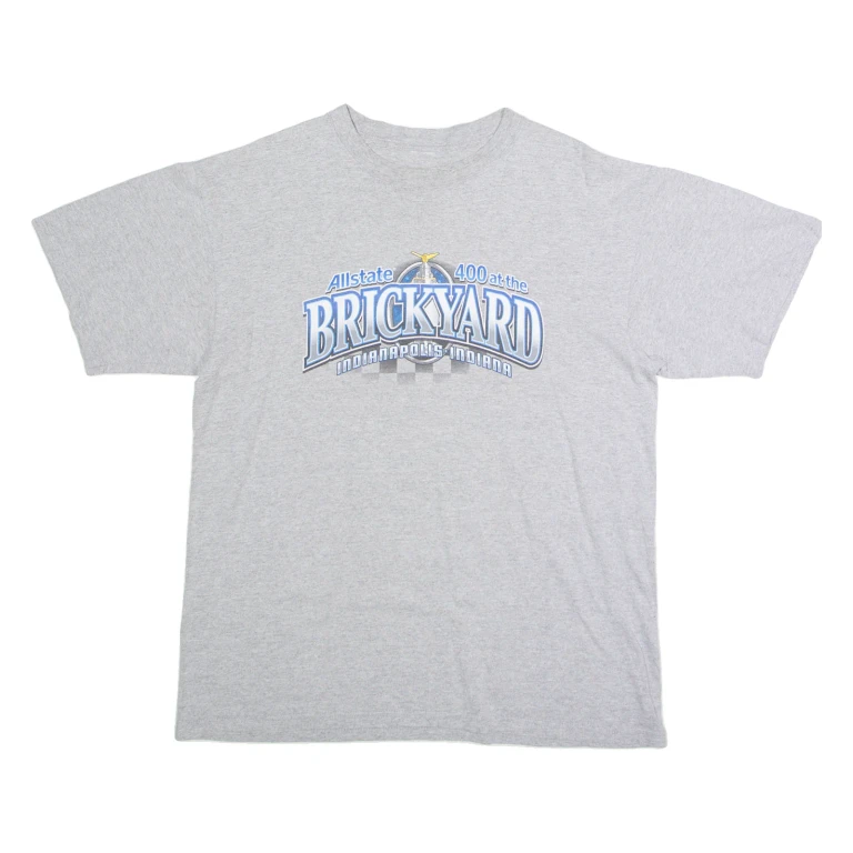 2009 Allstate Brickyard 400 NASCAR Racing Mens T-Shirt Grey USA Crew Neck L