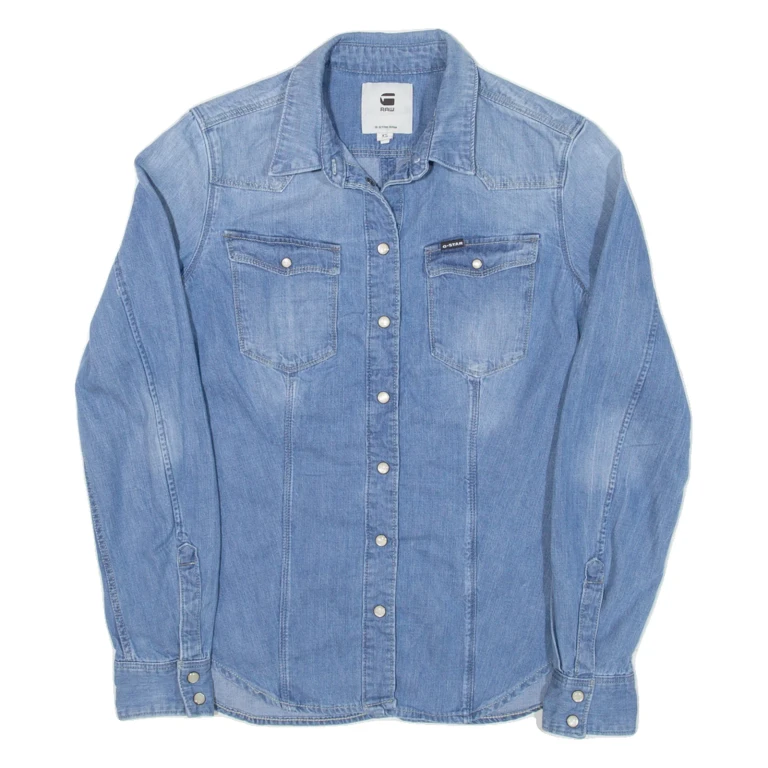 G-STAR Womens Denim Shirt Blue Long Sleeve XS