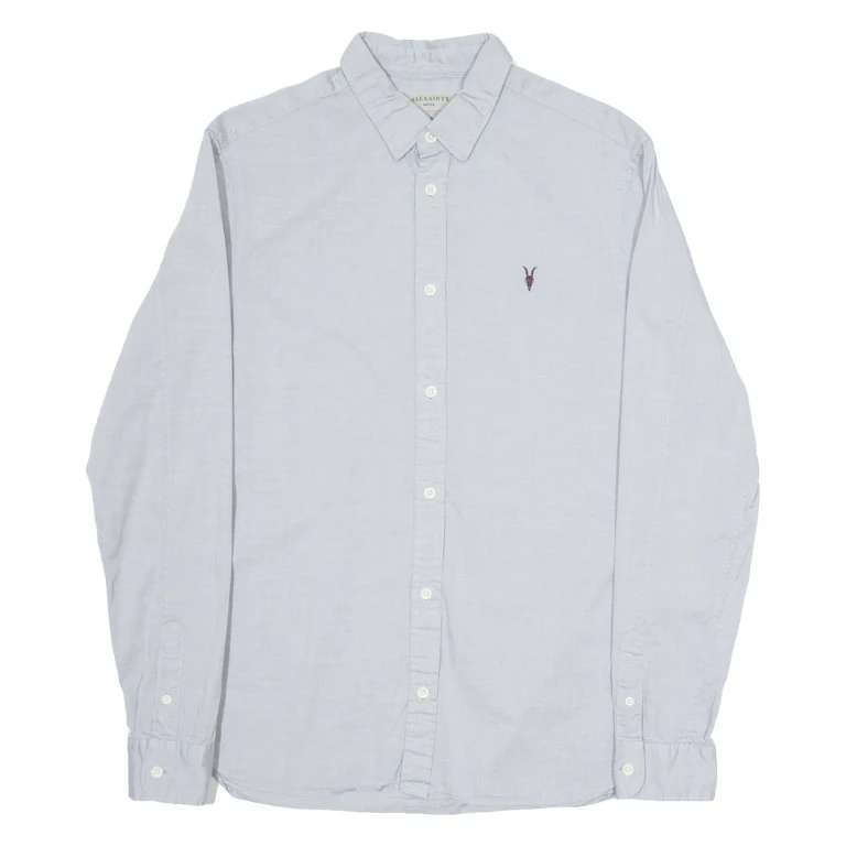 ALL SAINTS Mens Plain Shirt Grey Long Sleeve S