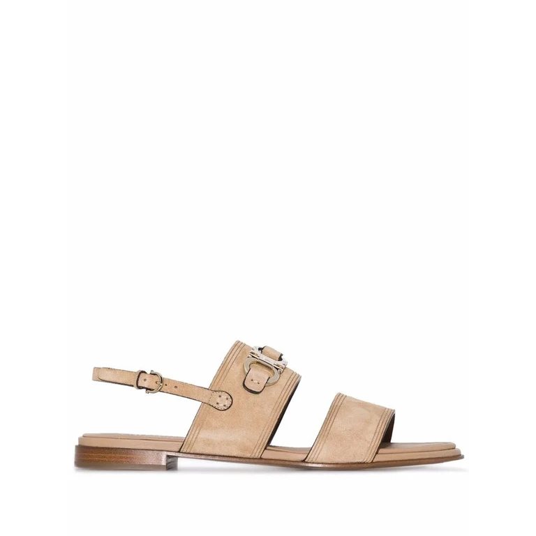 Ferragamo Gancini-Plaque Suede Sandals